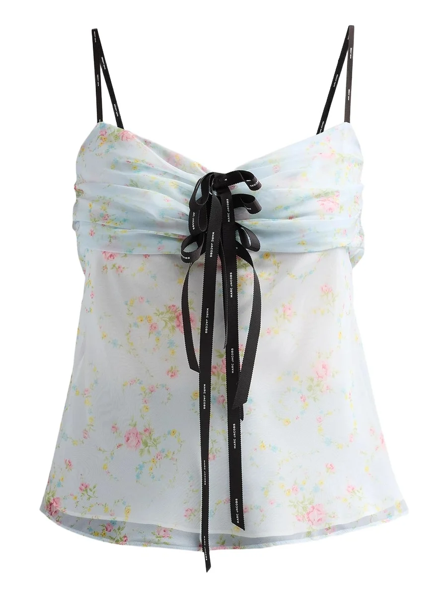 Women's Blurred Floral Bow Top Women's Blurred Floral Bow Top