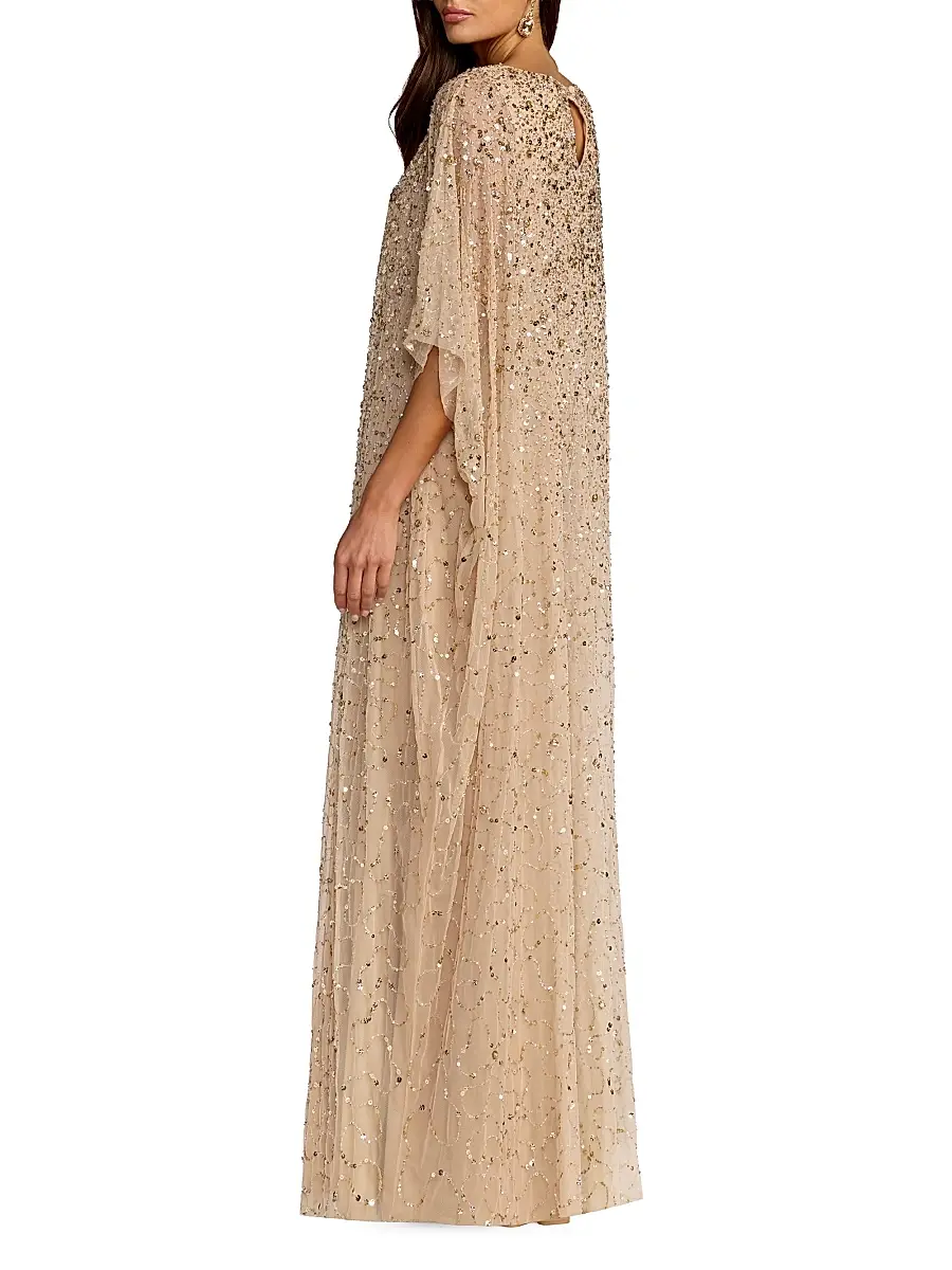 Mac Duggal Women's Embellished Mesh Caftan Maxi Dress | Thumbnail 2 Mac Duggal Women's Embellished Mesh Caftan Maxi Dress | Thumbnail 2