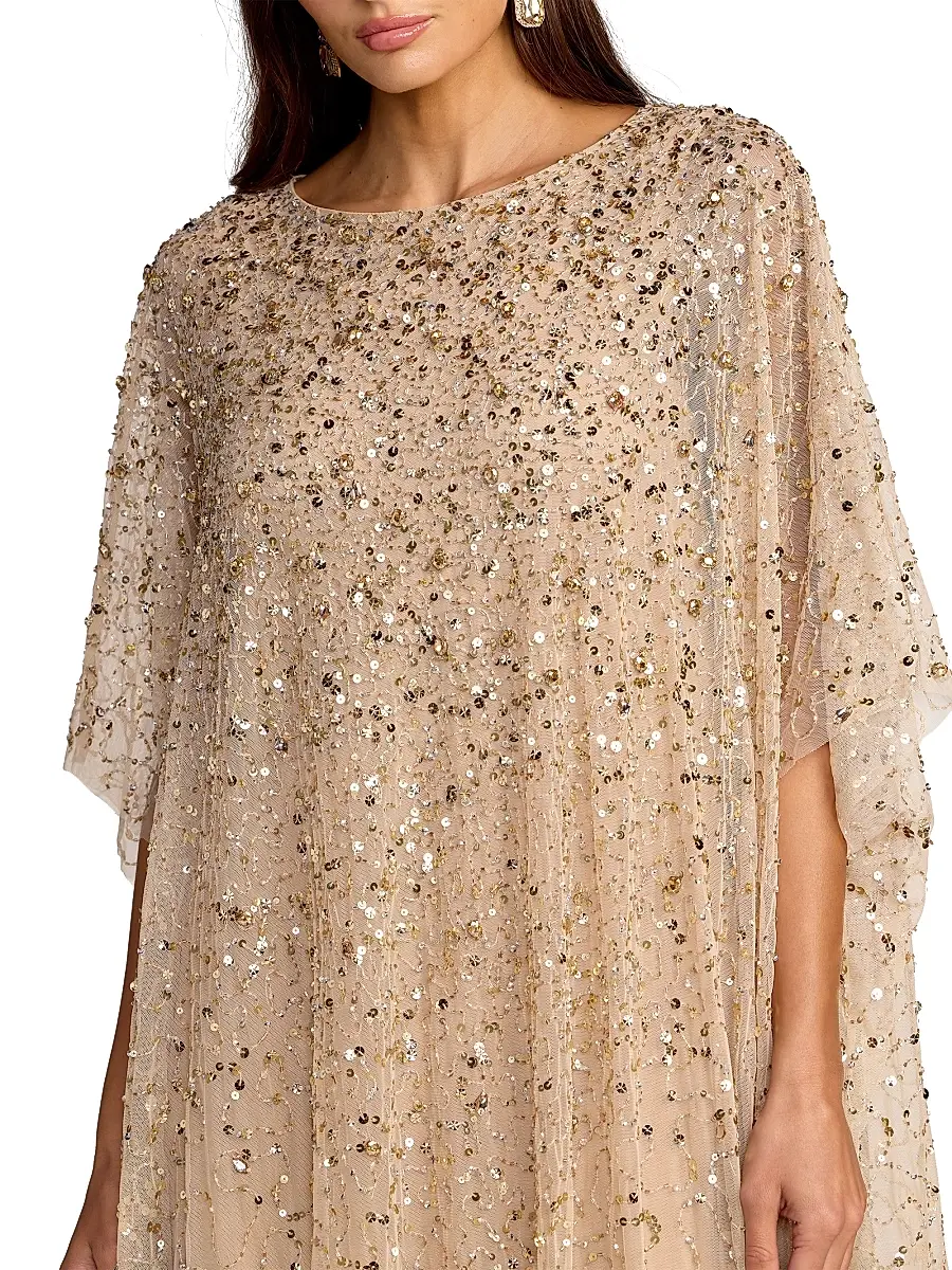 Mac Duggal Women's Embellished Mesh Caftan Maxi Dress | Thumbnail 3 Mac Duggal Women's Embellished Mesh Caftan Maxi Dress | Thumbnail 3