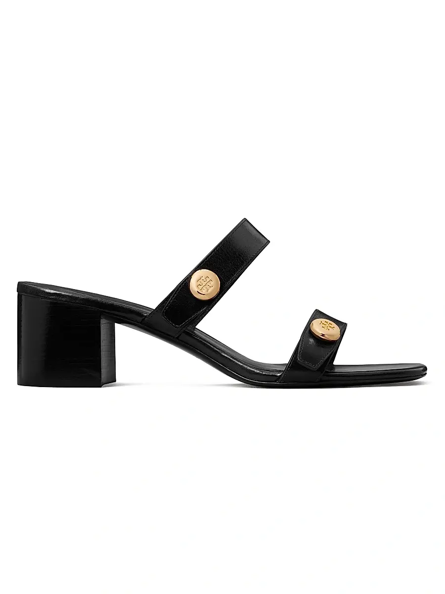 Tory Burch Women's Romy City 55MM Leather Sandals - Perfect Black - Size 9.5 | Image 1 Tory Burch Women's Romy City 55MM Leather Sandals - Perfect Black - Size 9.5 | Image 1