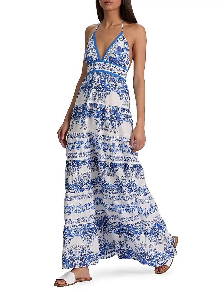 Alice + Olivia Women's Karolina Smocked Waist Tiered Maxi Dress | Thumbnail 2