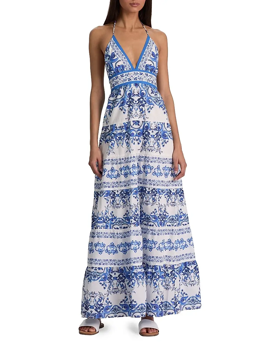 Alice + Olivia Women's Karolina Smocked Waist Tiered Maxi Dress | Thumbnail 3