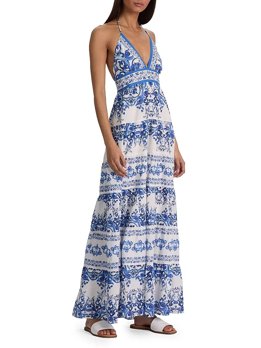 Alice + Olivia Women's Karolina Smocked Waist Tiered Maxi Dress | Thumbnail 4
