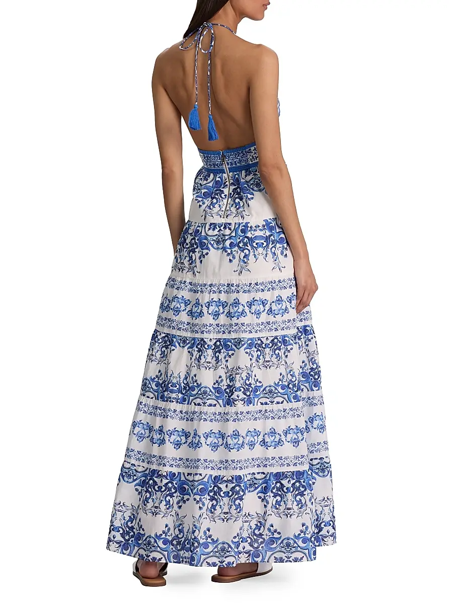 Alice + Olivia Women's Karolina Smocked Waist Tiered Maxi Dress | Thumbnail 5