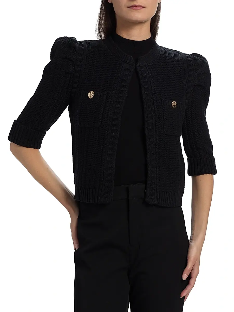 L'Agence Women's Delilah Cropped Textured Cardigan | Thumbnail 3 L'Agence Women's Delilah Cropped Textured Cardigan | Thumbnail 3