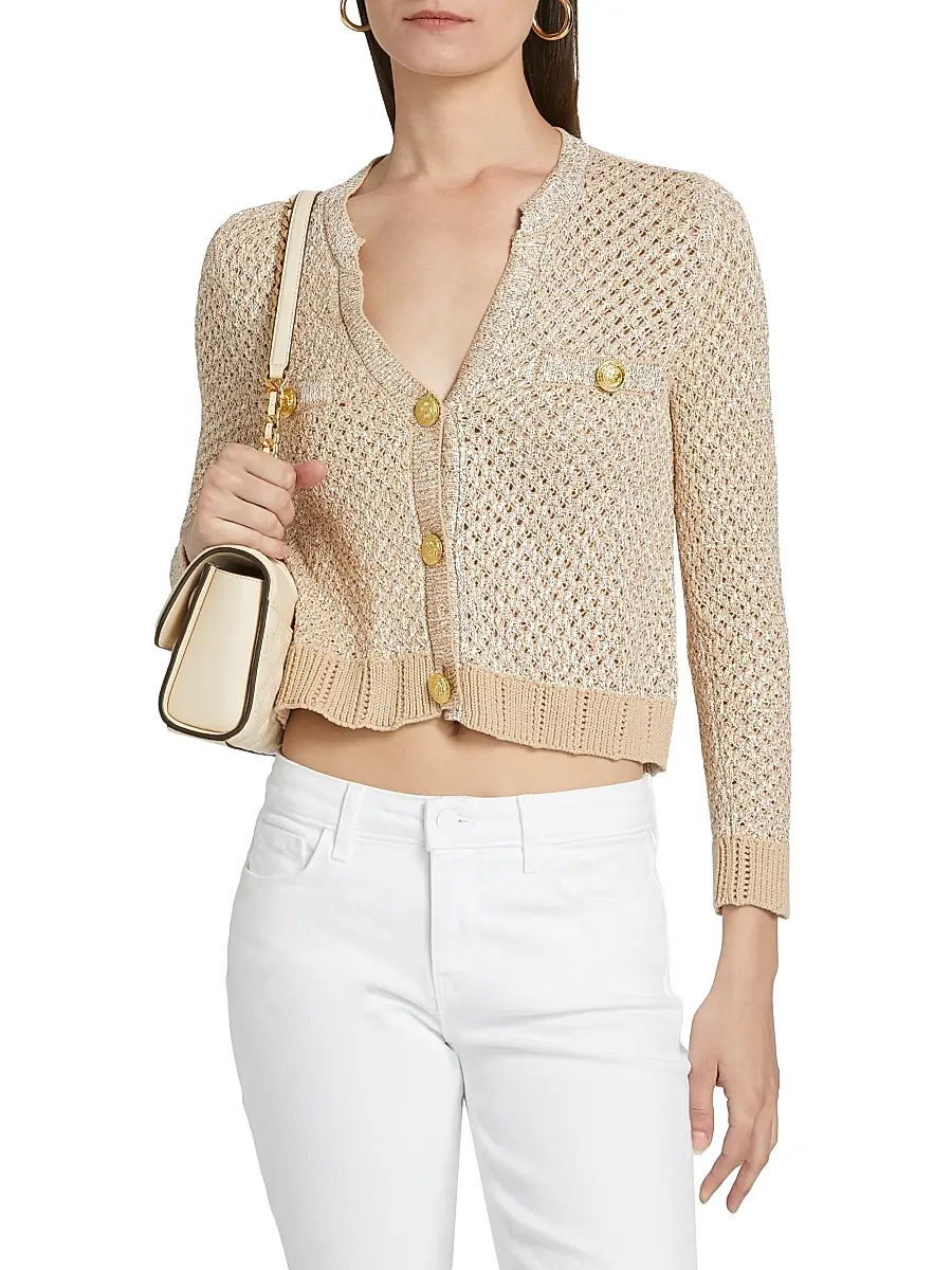 L'Agence Women's Blanca Knit Sequined Cardigan | Thumbnail 3 L'Agence Women's Blanca Knit Sequined Cardigan | Thumbnail 3
