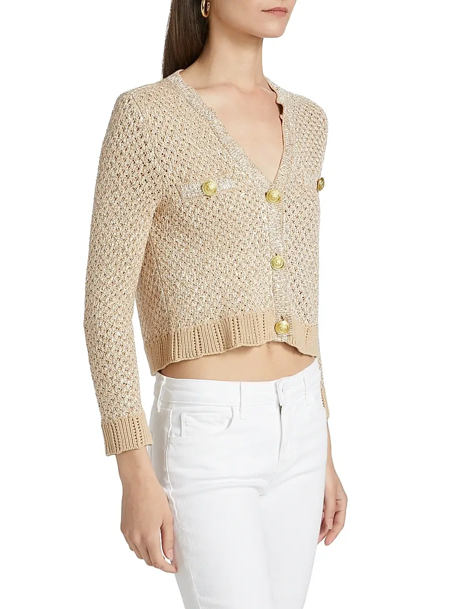 L'Agence Women's Blanca Knit Sequined Cardigan | Thumbnail 4 L'Agence Women's Blanca Knit Sequined Cardigan | Thumbnail 4