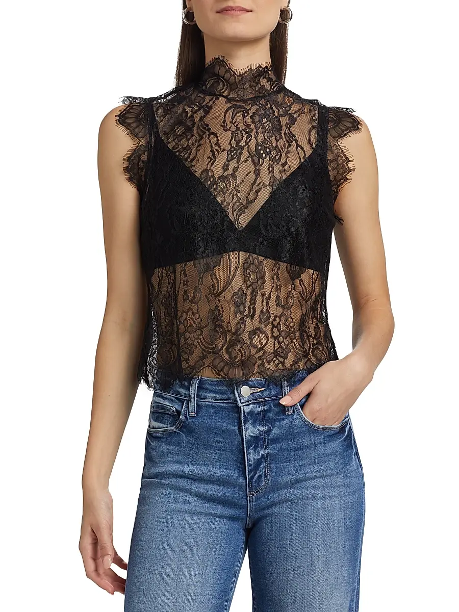 L'Agence Women's Tours Lace Sleeveless Top | Thumbnail 3 L'Agence Women's Tours Lace Sleeveless Top | Thumbnail 3