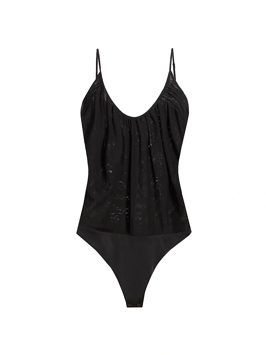 L'Agence Women's Gelina Rusched Bodysuit - Black - Size XL | Image 1 L'Agence Women's Gelina Rusched Bodysuit - Black - Size XL | Image 1