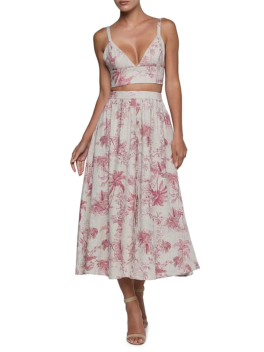 L'Agence Women's Kaori Tropical Toile Linen Bralette | Thumbnail 2 L'Agence Women's Kaori Tropical Toile Linen Bralette | Thumbnail 2