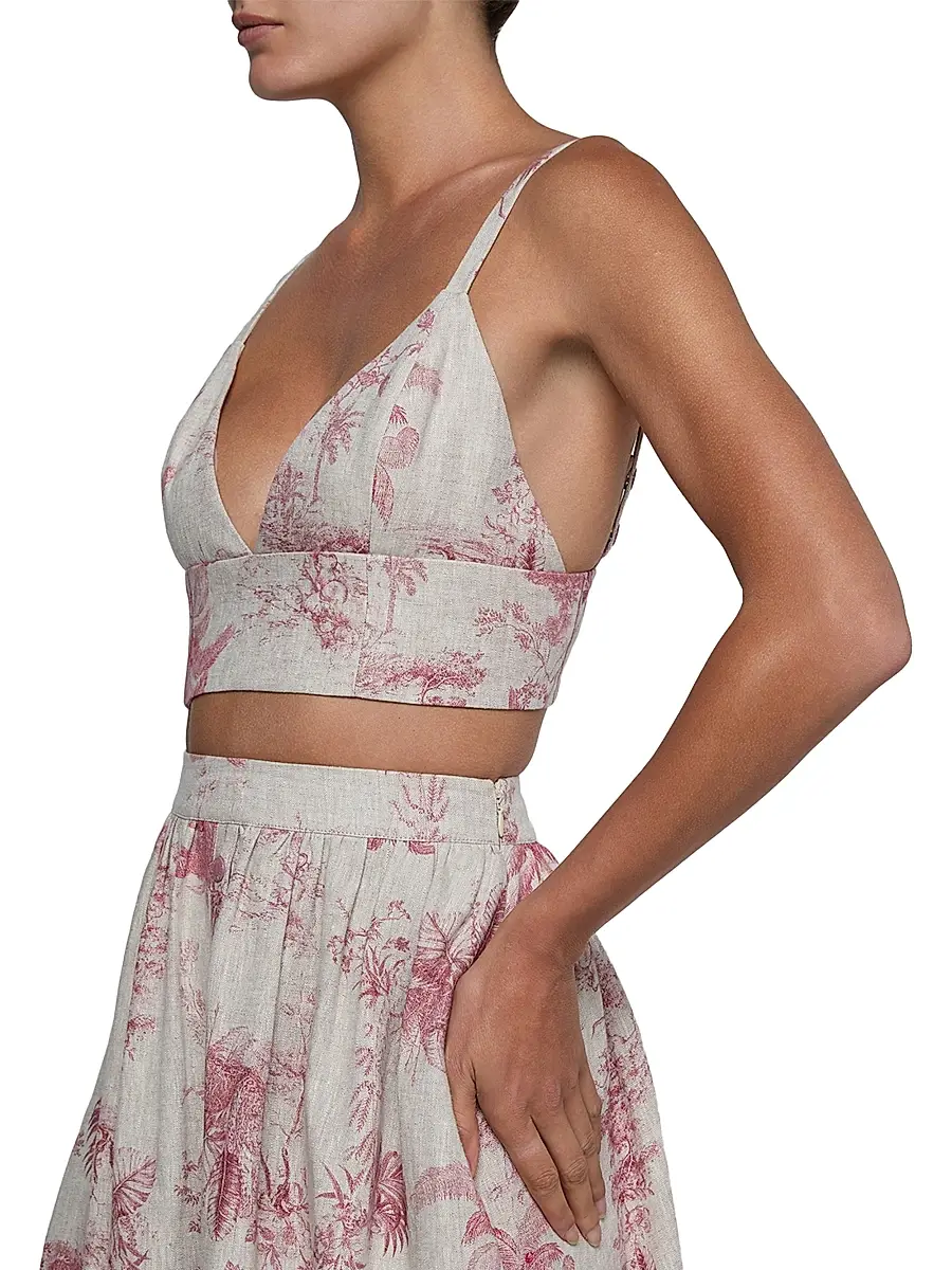L'Agence Women's Kaori Tropical Toile Linen Bralette | Thumbnail 4 L'Agence Women's Kaori Tropical Toile Linen Bralette | Thumbnail 4