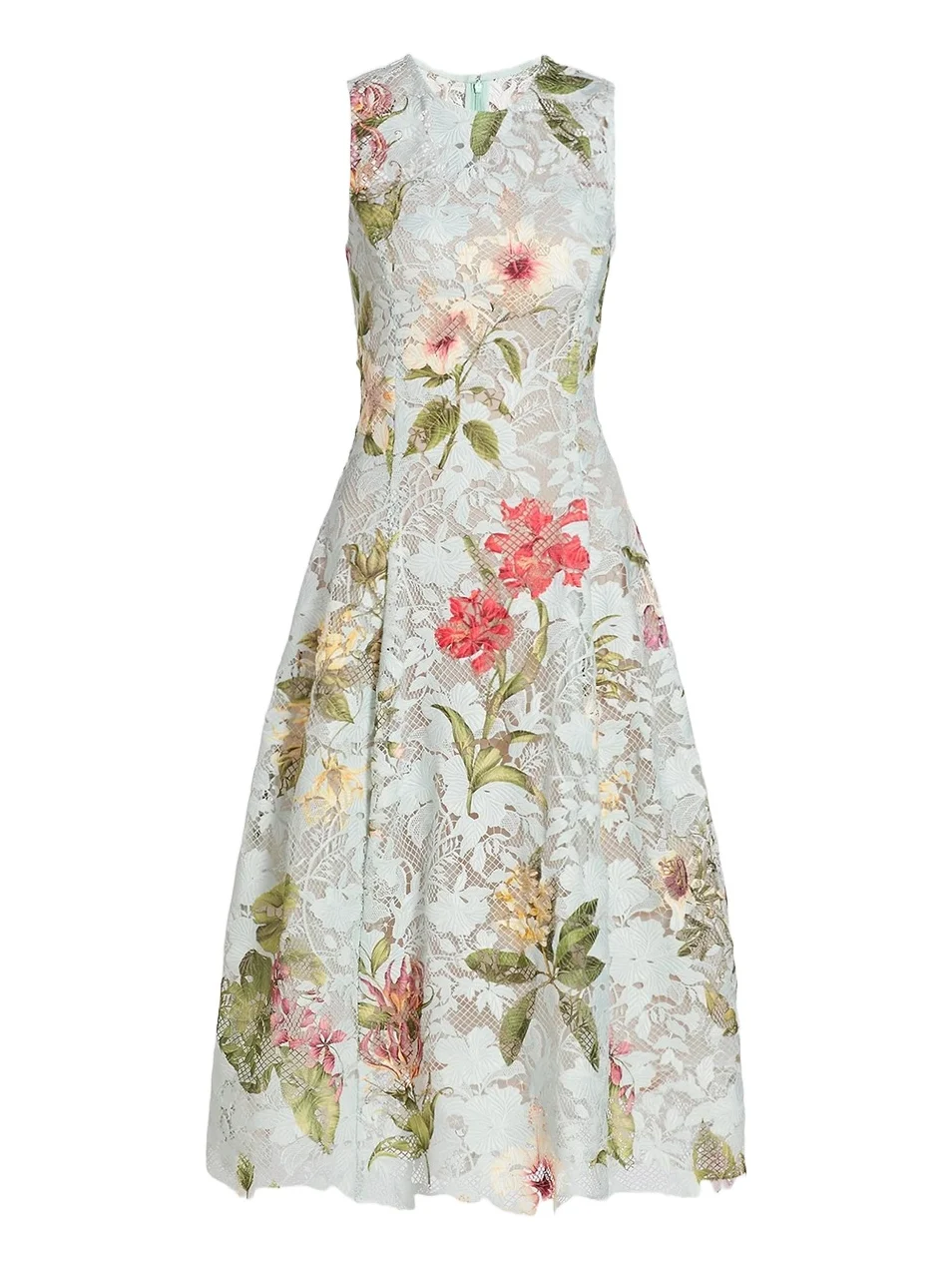 Women's Floral-Print Lace Midi-Dress Women's Floral-Print Lace Midi-Dress