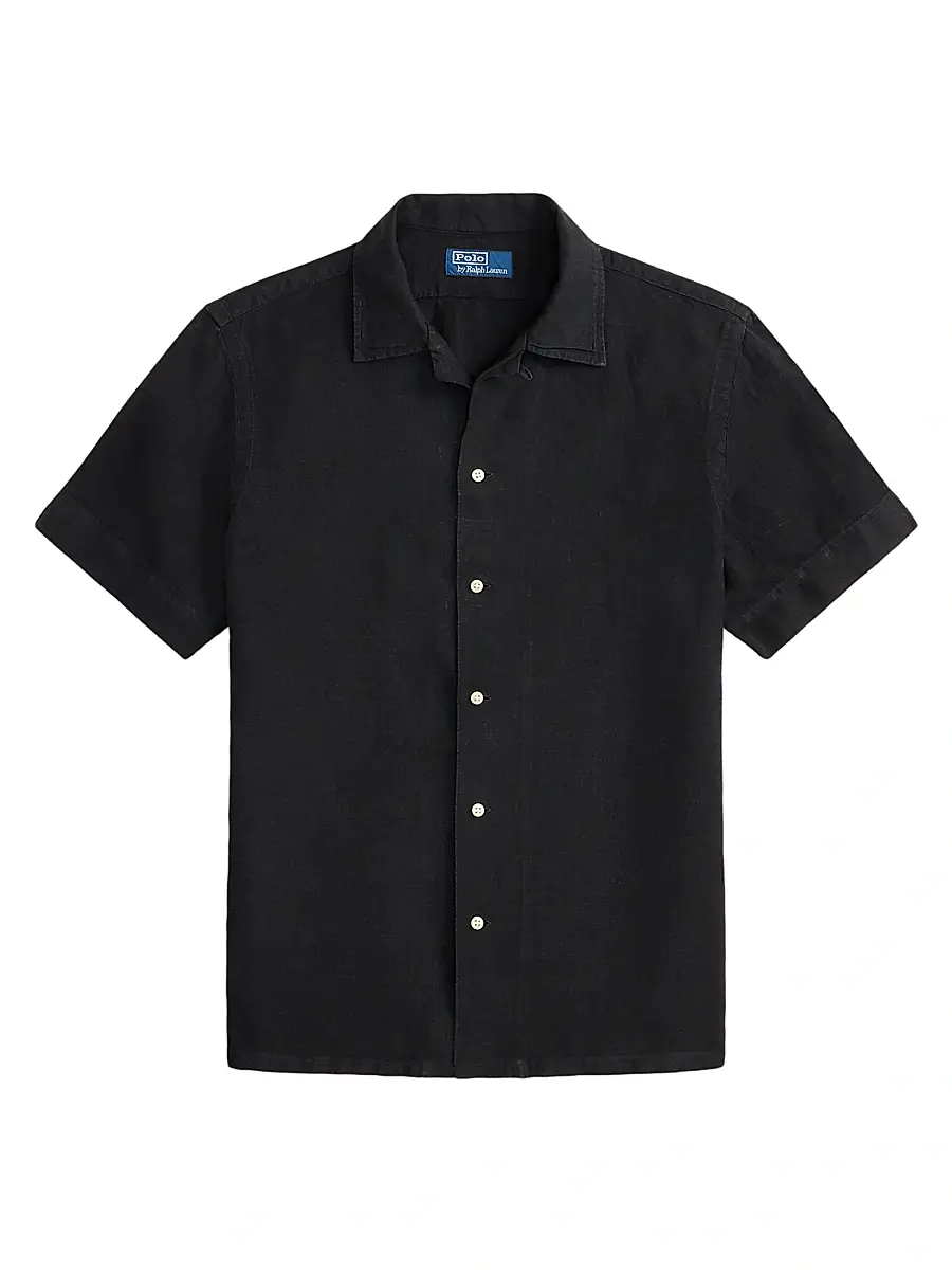 Polo Ralph Lauren Men's Classic-Fit Linen Camp Shirt - Polo Black - Size XXL | Image 1 Polo Ralph Lauren Men's Classic-Fit Linen Camp Shirt - Polo Black - Size XXL | Image 1