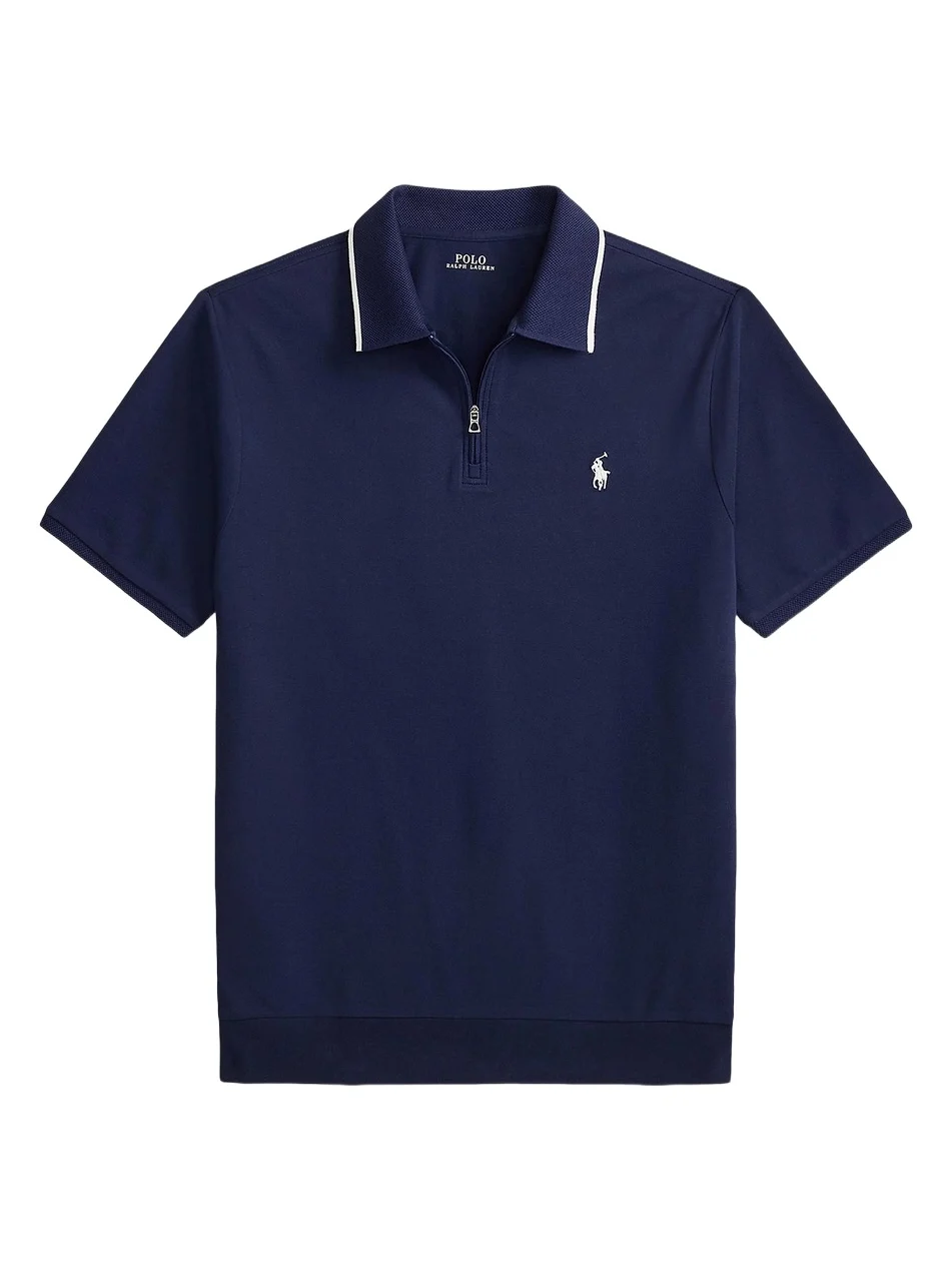 Men's Classic-Fit Stretch Mesh Zip Polo Shirt Men's Classic-Fit Stretch Mesh Zip Polo Shirt