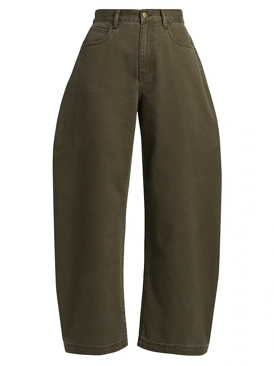 Ronny Kobo Women's Ninon Barrel-Leg Jeans - Olive | Image 1 Ronny Kobo Women's Ninon Barrel-Leg Jeans - Olive | Image 1