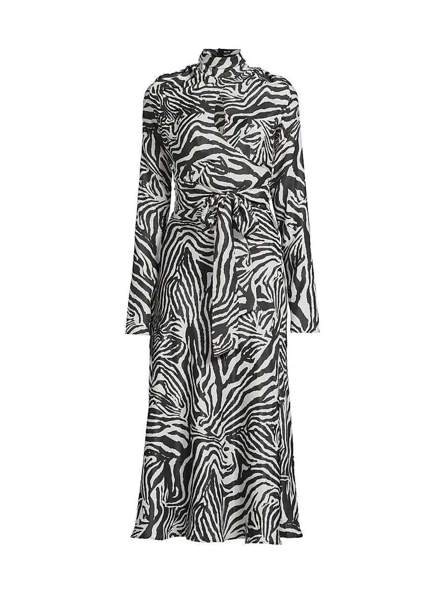 Women's Joi Zebra-Print Tie-Waist Midi-Dress