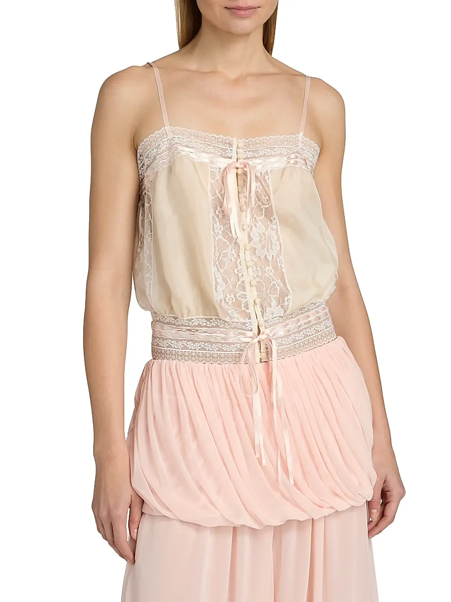 Ronny Kobo Women's Laila Silk Lace-Trim Top | Thumbnail 3 Ronny Kobo Women's Laila Silk Lace-Trim Top | Thumbnail 3