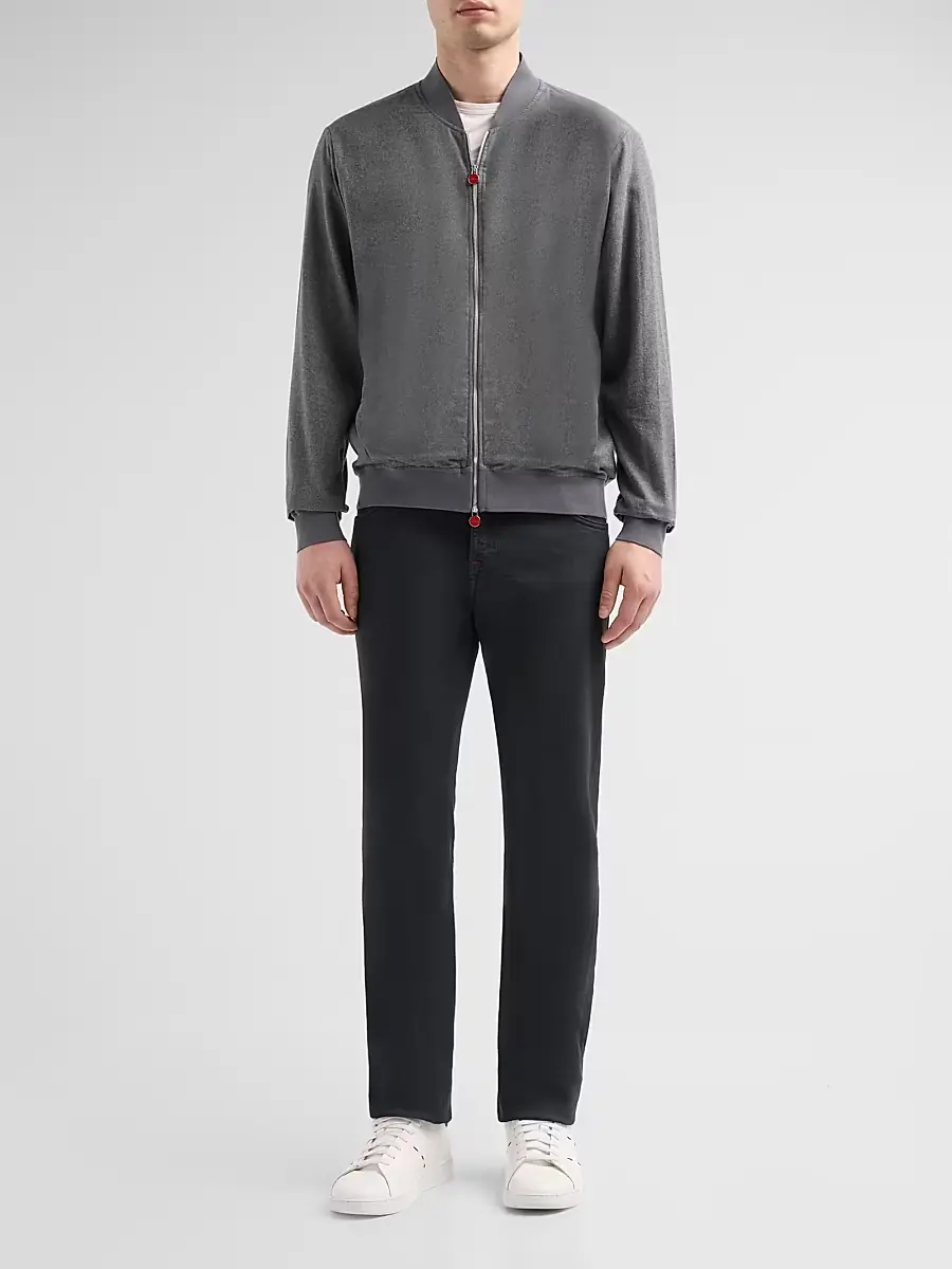 Kiton Men's Cotton Jersey Zip-Front Jacket | Thumbnail 2 Kiton Men's Cotton Jersey Zip-Front Jacket | Thumbnail 2