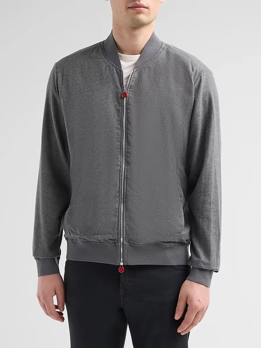Kiton Men's Cotton Jersey Zip-Front Jacket | Thumbnail 4 Kiton Men's Cotton Jersey Zip-Front Jacket | Thumbnail 4
