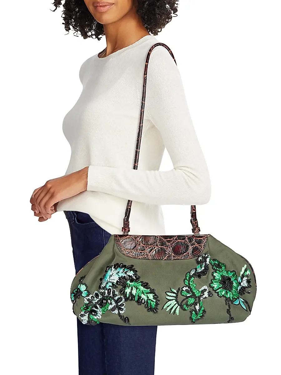 Dries Van Noten Women's Medium Embroidered Cotton Clutch | Thumbnail 2