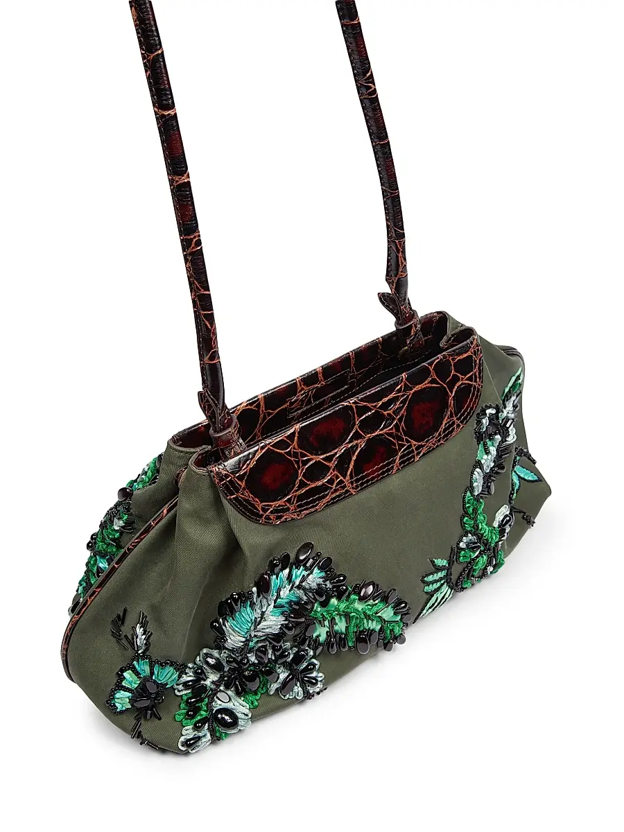 Dries Van Noten Women's Medium Embroidered Cotton Clutch | Thumbnail 4