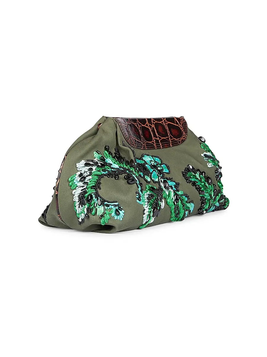 Dries Van Noten Women's Medium Embroidered Cotton Clutch | Thumbnail 8