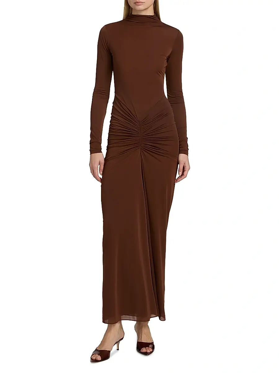Ronny Kobo Women's Scorpio Ruched Column Maxi Dress | Thumbnail 3