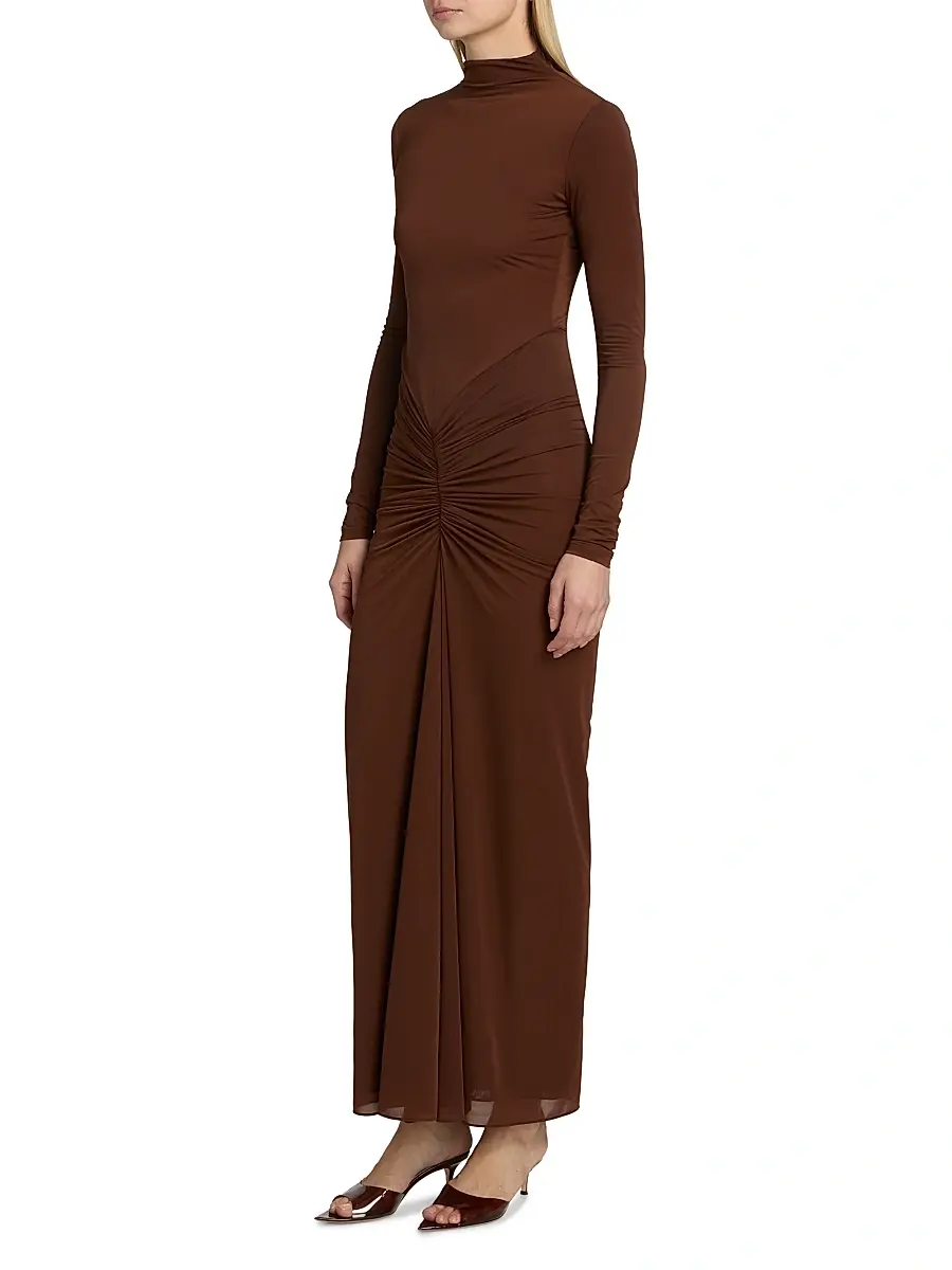 ronny kobo scorpio jersey ruched maxi dress Column - Brown Guest dresses