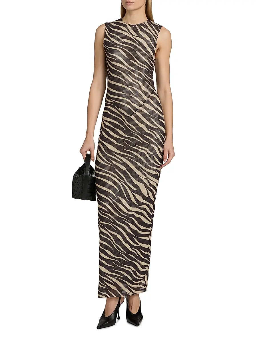 Ronny Kobo Women's Krisa Zebra Striped Column Maxi Dress | Thumbnail 3 Ronny Kobo Women's Krisa Zebra Striped Column Maxi Dress | Thumbnail 3