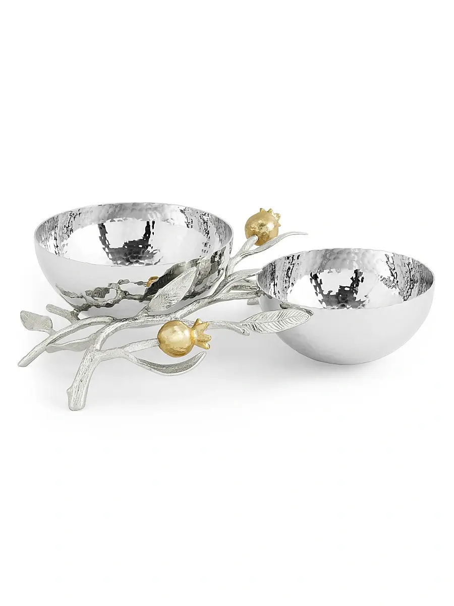 Michael Aram Pomegranate Silver & Gold Double Bowl | Thumbnail 2