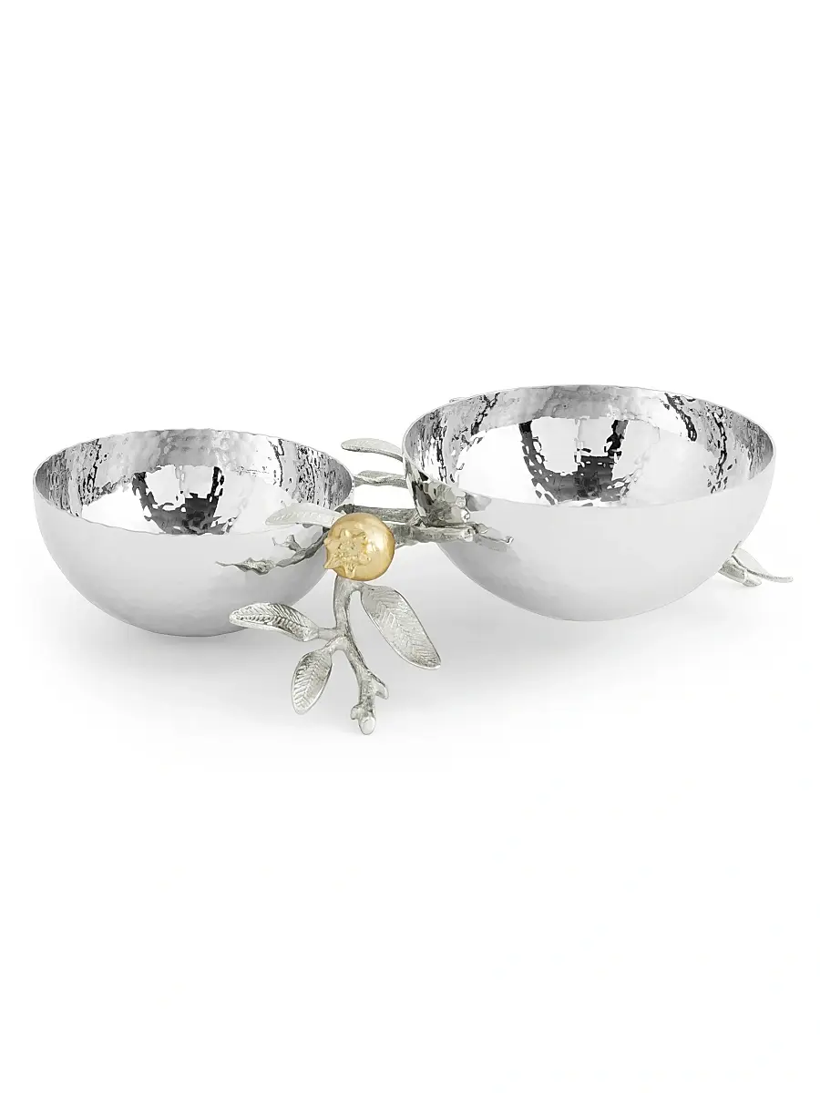 Michael Aram Pomegranate Silver & Gold Double Bowl | Thumbnail 3