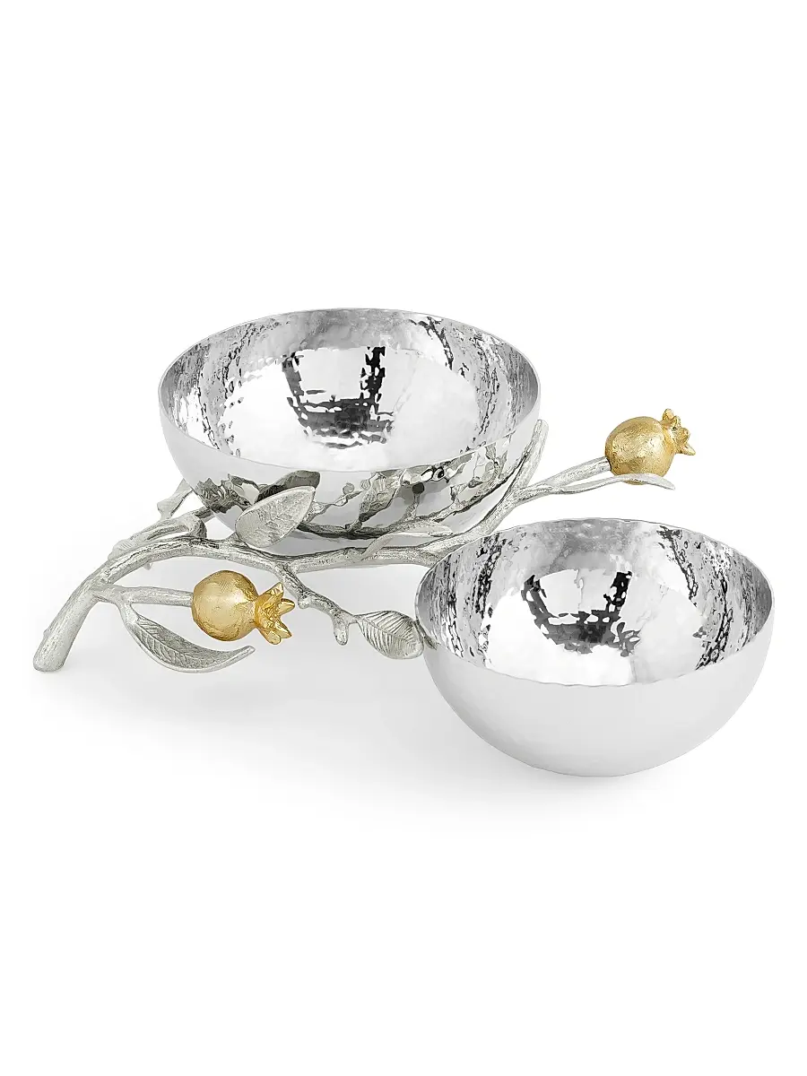 Michael Aram Pomegranate Silver & Gold Double Bowl