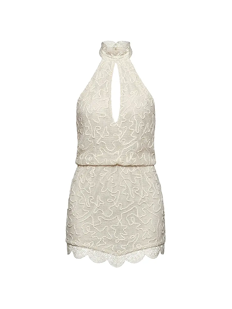 Et Ochs Women's Elise Embroidered Cotton Mesh Halterneck Minidress - Ivory - Size 12 | Image 1 Et Ochs Women's Elise Embroidered Cotton Mesh Halterneck Minidress - Ivory - Size 12 | Image 1