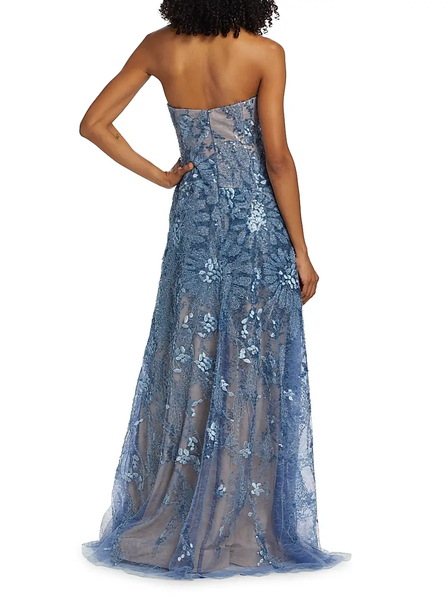 Rene Ruiz Collection Women's Floral Beaded Strapless A-Line Gown | Thumbnail 5 Rene Ruiz Collection Women's Floral Beaded Strapless A-Line Gown | Thumbnail 5