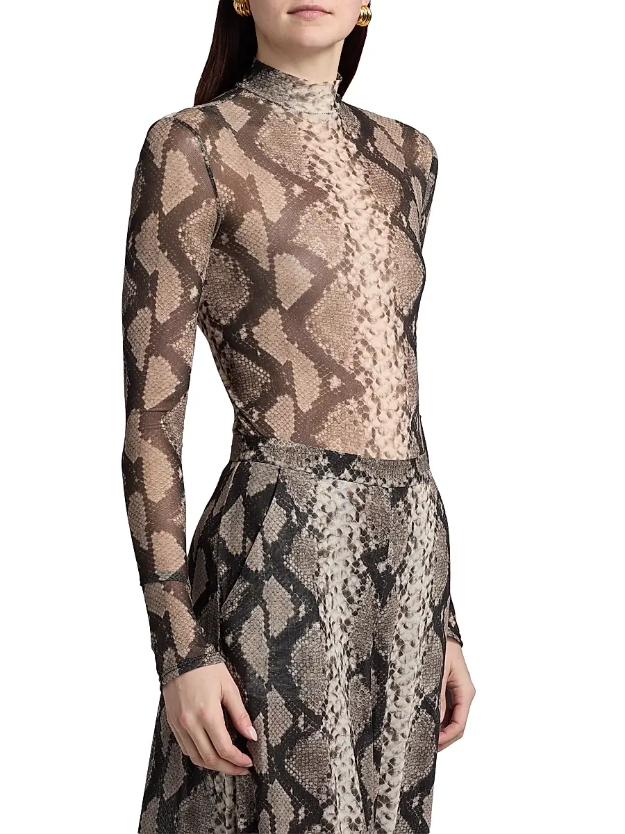 Lapointe Women's Python Print Mesh Bodysuit | Thumbnail 4 Lapointe Women's Python Print Mesh Bodysuit | Thumbnail 4
