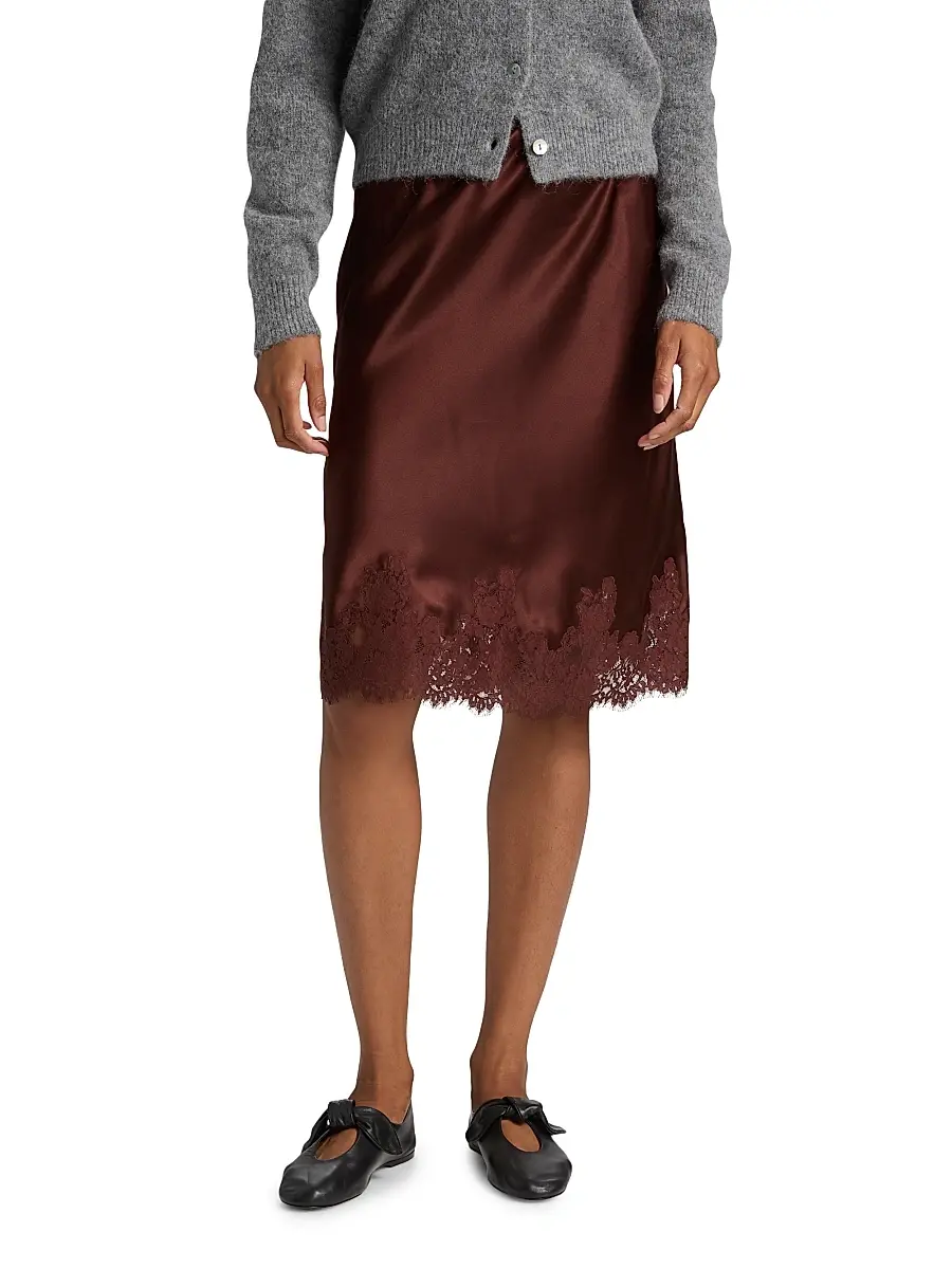 DÔEN Women's Elowette Silk & Lace Midi-Skirt - Cafe Brun | Thumbnail 3 DÔEN Women's Elowette Silk & Lace Midi-Skirt - Cafe Brun | Thumbnail 3