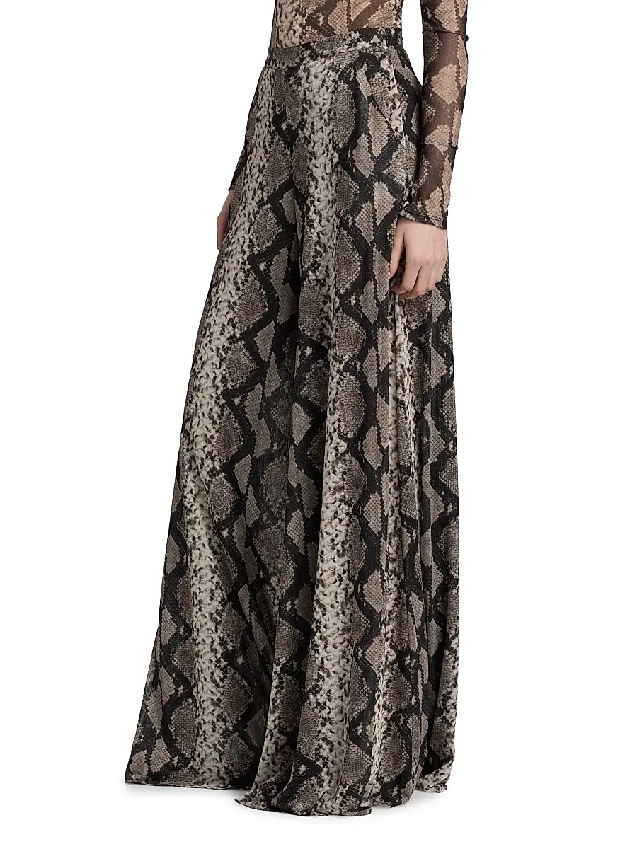 Lapointe Women's Python Print Mesh Wide-Leg Pants | Thumbnail 4 Lapointe Women's Python Print Mesh Wide-Leg Pants | Thumbnail 4