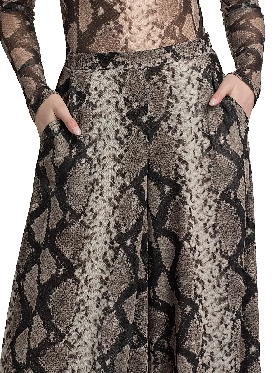 Lapointe Women's Python Print Mesh Wide-Leg Pants | Thumbnail 6 Lapointe Women's Python Print Mesh Wide-Leg Pants | Thumbnail 6
