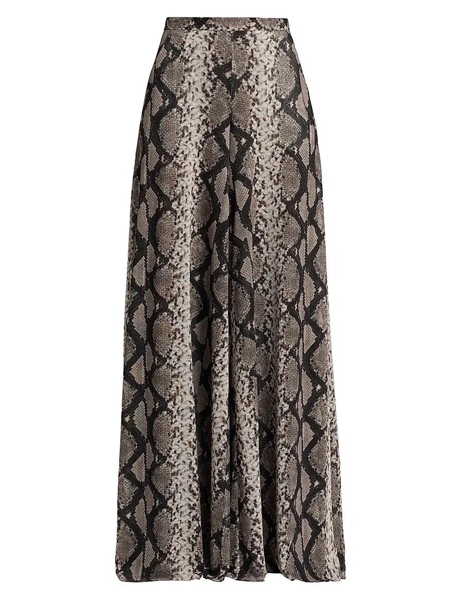 Lapointe Women's Python Print Mesh Wide-Leg Pants - Python Print - Size XL | Image 1 Lapointe Women's Python Print Mesh Wide-Leg Pants - Python Print - Size XL | Image 1