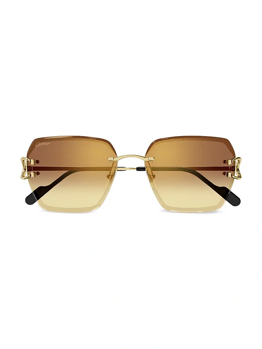 Cartier Women's C Decor 58MM 24K-Gold-Plated Metal Rimless Butterfly Sunglasses | Thumbnail 2