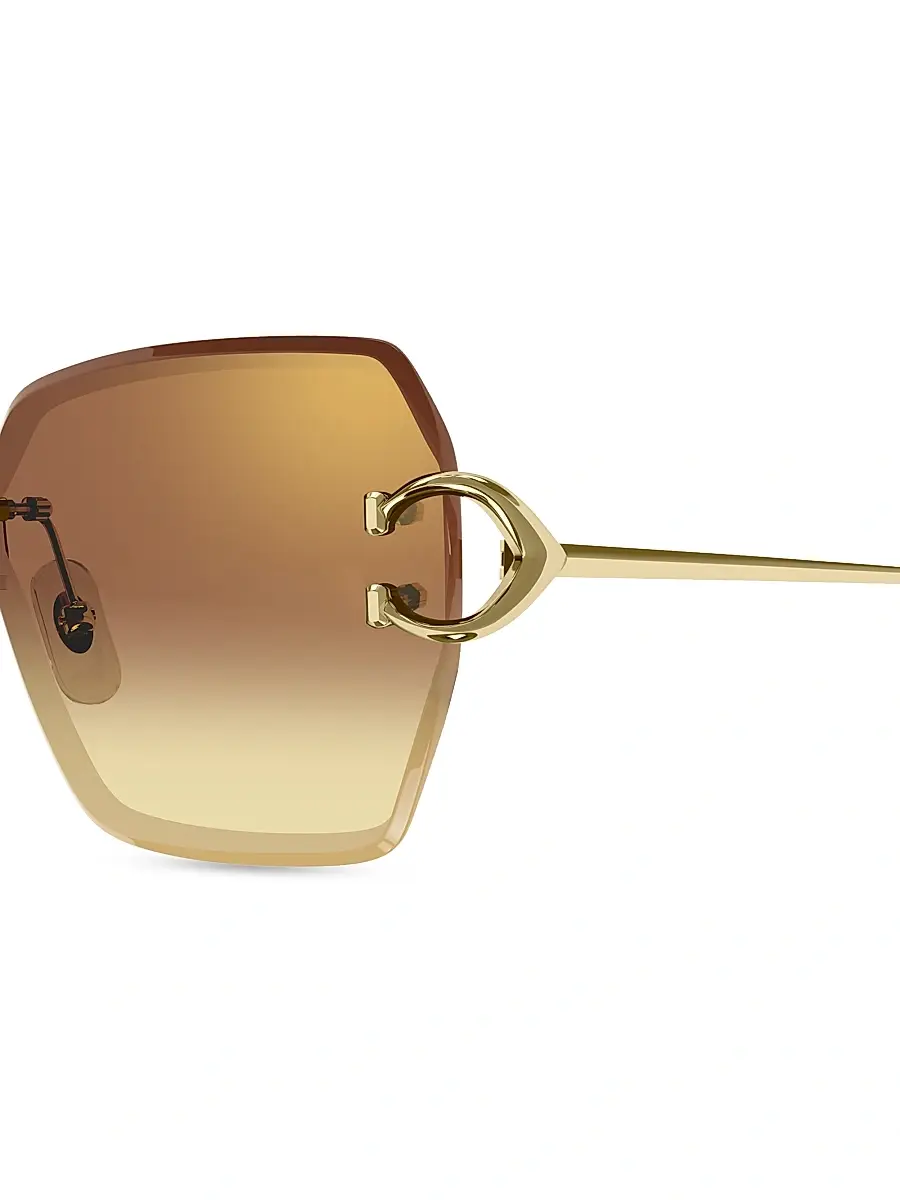 Cartier Women's C Decor 58MM 24K-Gold-Plated Metal Rimless Butterfly Sunglasses | Thumbnail 3