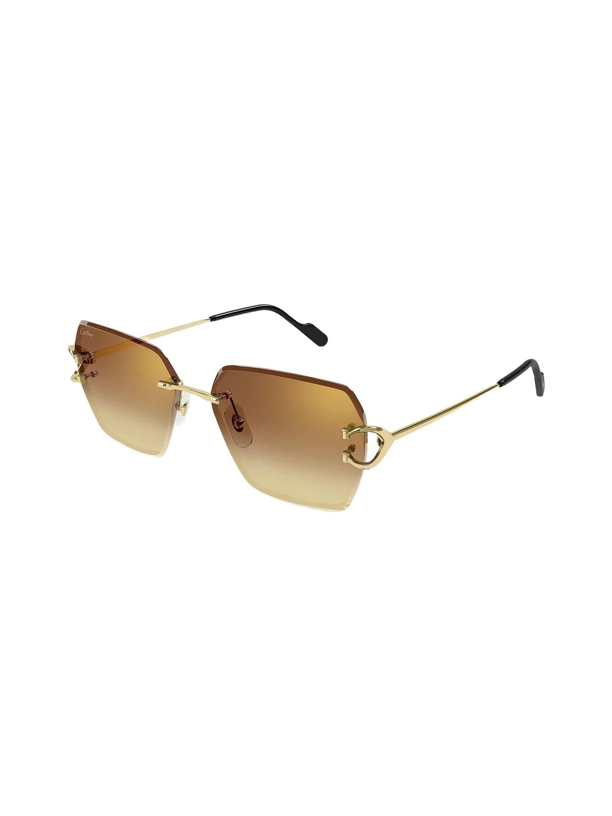 Cartier Women's C Decor 58MM 24K-Gold-Plated Metal Rimless Butterfly Sunglasses