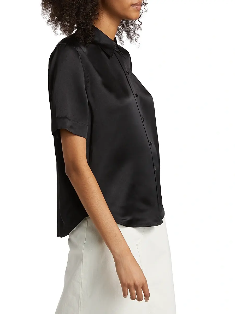 L'Agence Women's Ellah Satin Silk Shirt | Thumbnail 4