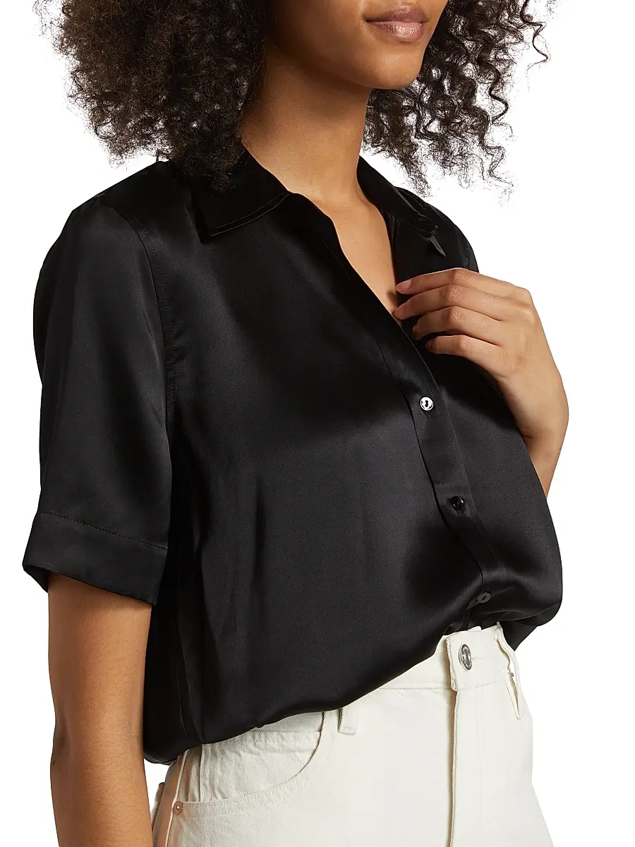 L'Agence Women's Ellah Satin Silk Shirt | Thumbnail 6