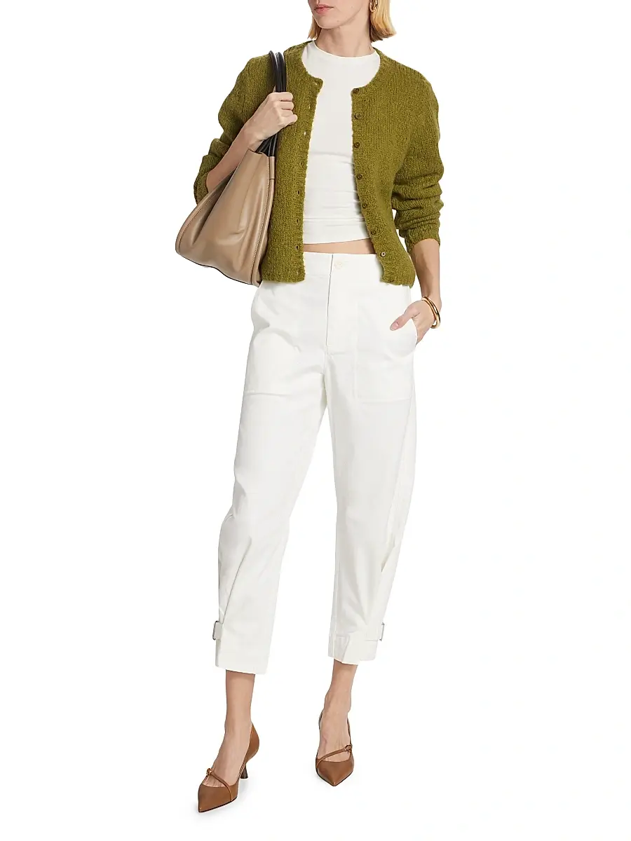 Proenza Schouler White Label Women's Cotton Twill Tapered Crop Pants | Thumbnail 2 Proenza Schouler White Label Women's Cotton Twill Tapered Crop Pants | Thumbnail 2