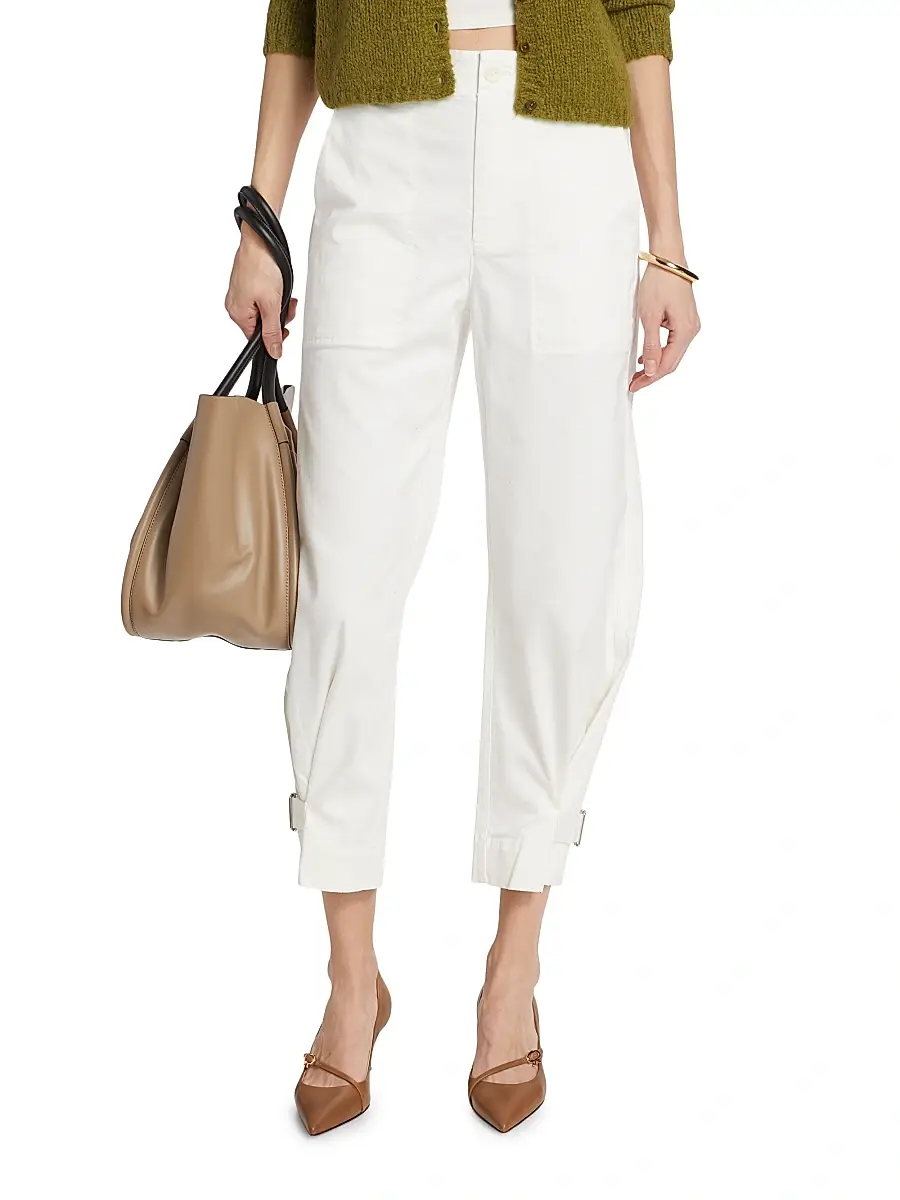 Proenza Schouler White Label Women's Cotton Twill Tapered Crop Pants | Thumbnail 3 Proenza Schouler White Label Women's Cotton Twill Tapered Crop Pants | Thumbnail 3