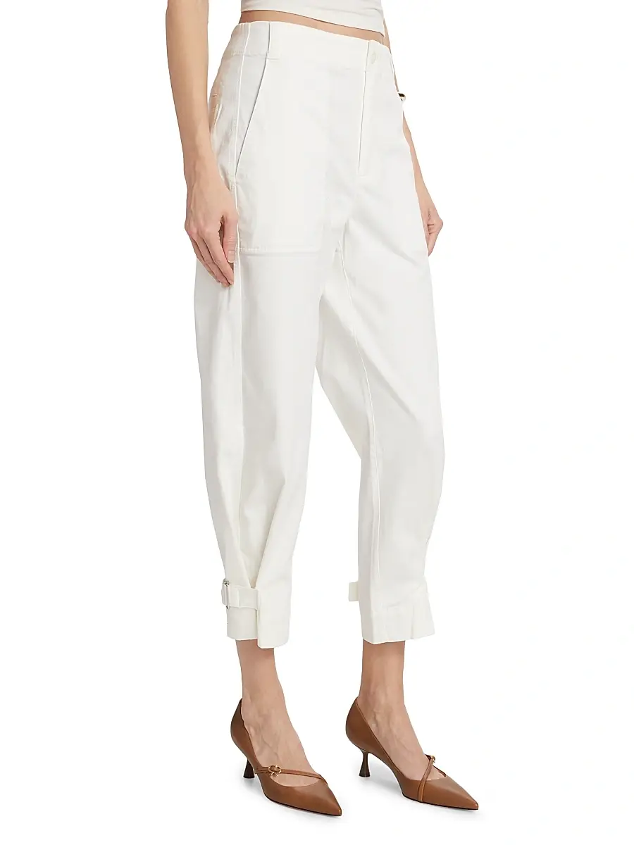 Proenza Schouler White Label Women's Cotton Twill Tapered Crop Pants | Thumbnail 4 Proenza Schouler White Label Women's Cotton Twill Tapered Crop Pants | Thumbnail 4