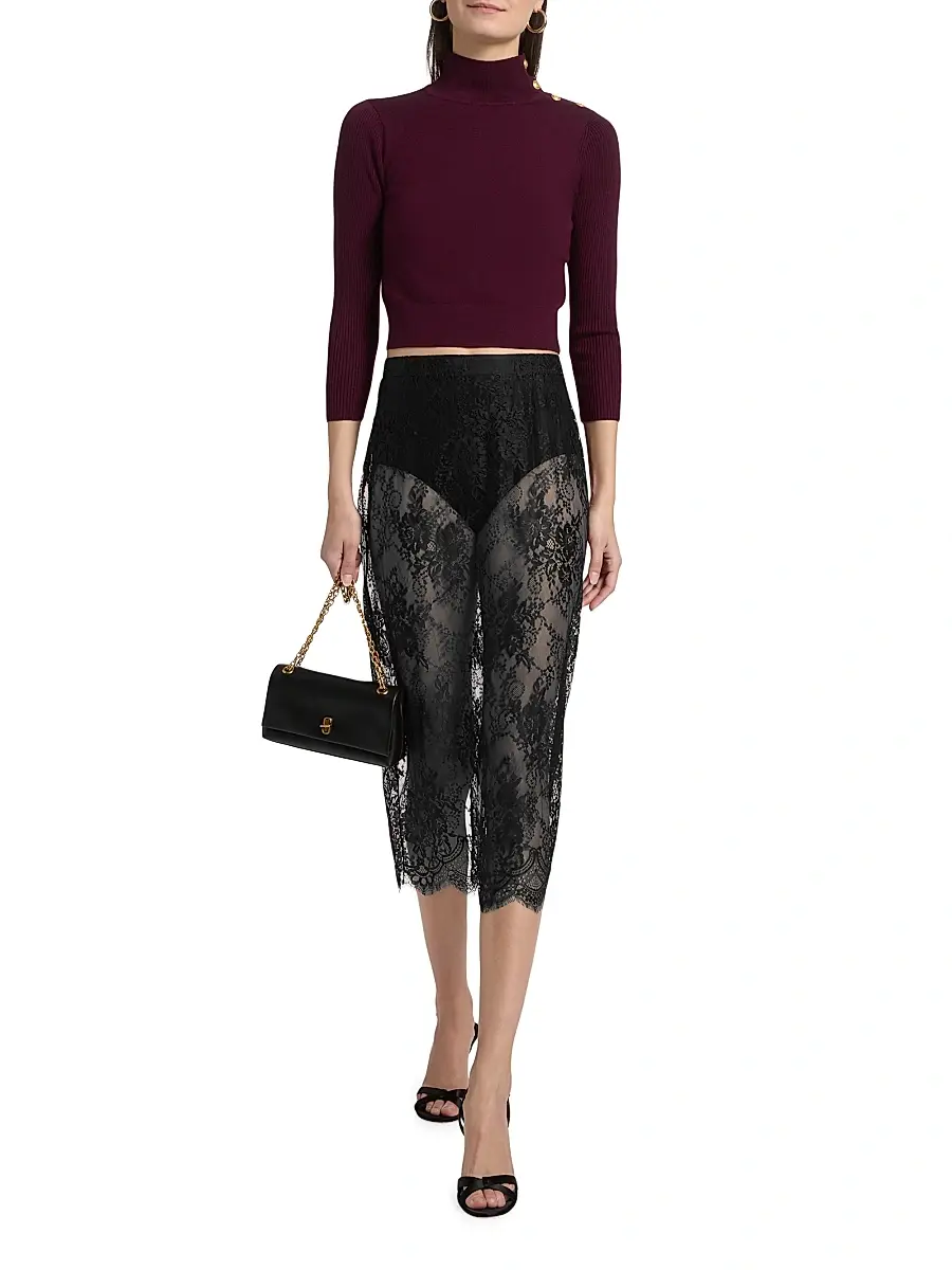 L'Agence Women's Makena Sheer Floral Lace Pencil Skirt | Thumbnail 2 L'Agence Women's Makena Sheer Floral Lace Pencil Skirt | Thumbnail 2