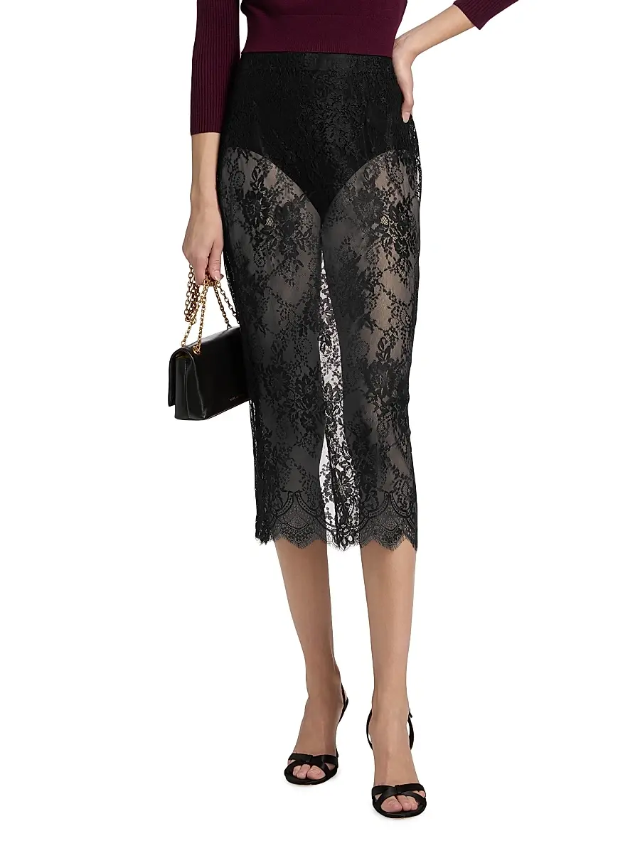 L'Agence Women's Makena Sheer Floral Lace Pencil Skirt | Thumbnail 3 L'Agence Women's Makena Sheer Floral Lace Pencil Skirt | Thumbnail 3