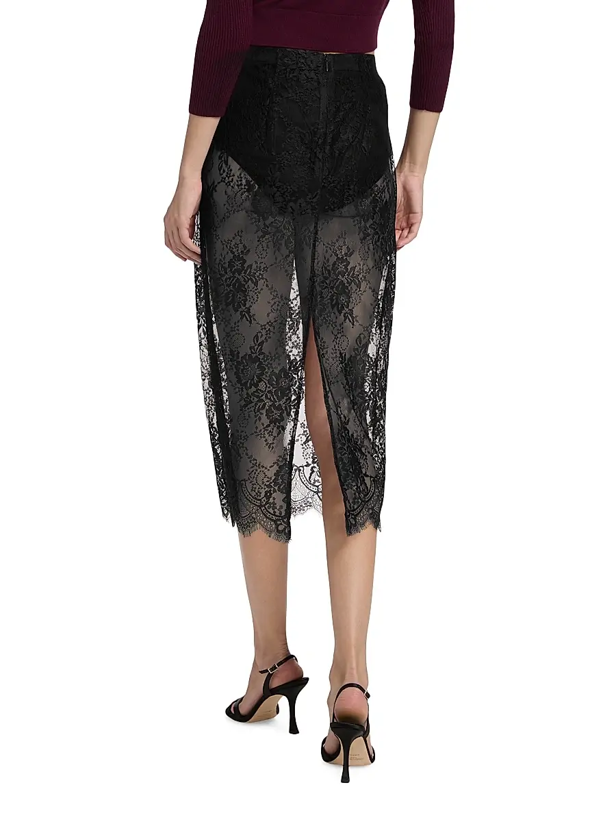 L'Agence Women's Makena Sheer Floral Lace Pencil Skirt | Thumbnail 5 L'Agence Women's Makena Sheer Floral Lace Pencil Skirt | Thumbnail 5